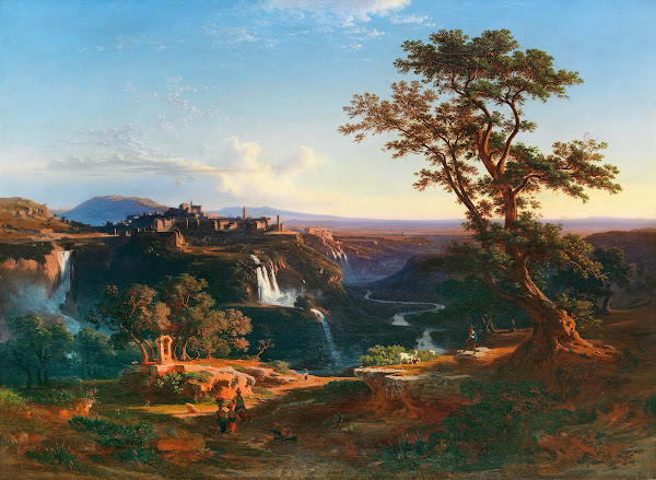 Die Kaskaden Von Tivoli In Der Abendsonne 1861