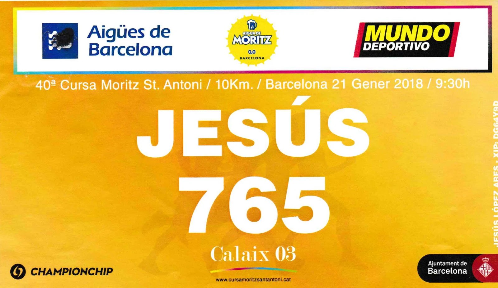 Dorsal de Cursa Sant Antoni