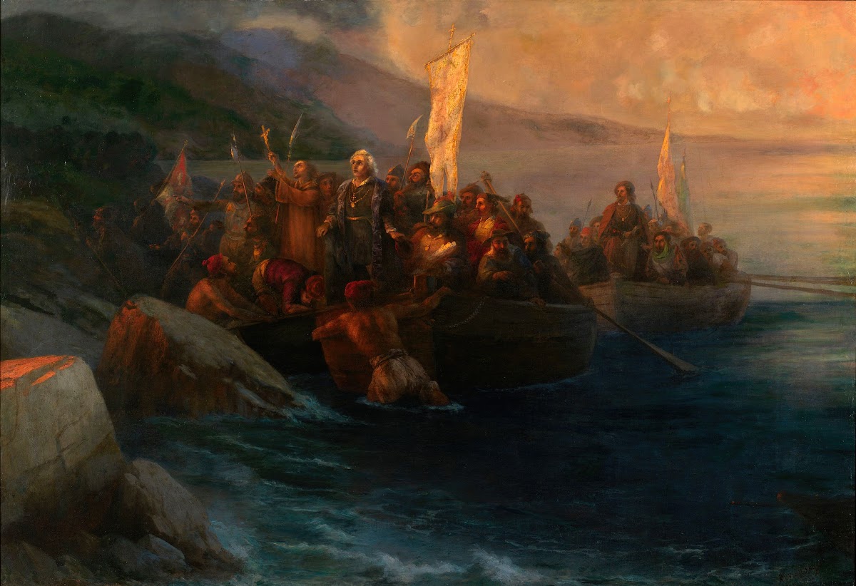 The Disembarkation of Christopher Columbus with Companions on Three Launches on