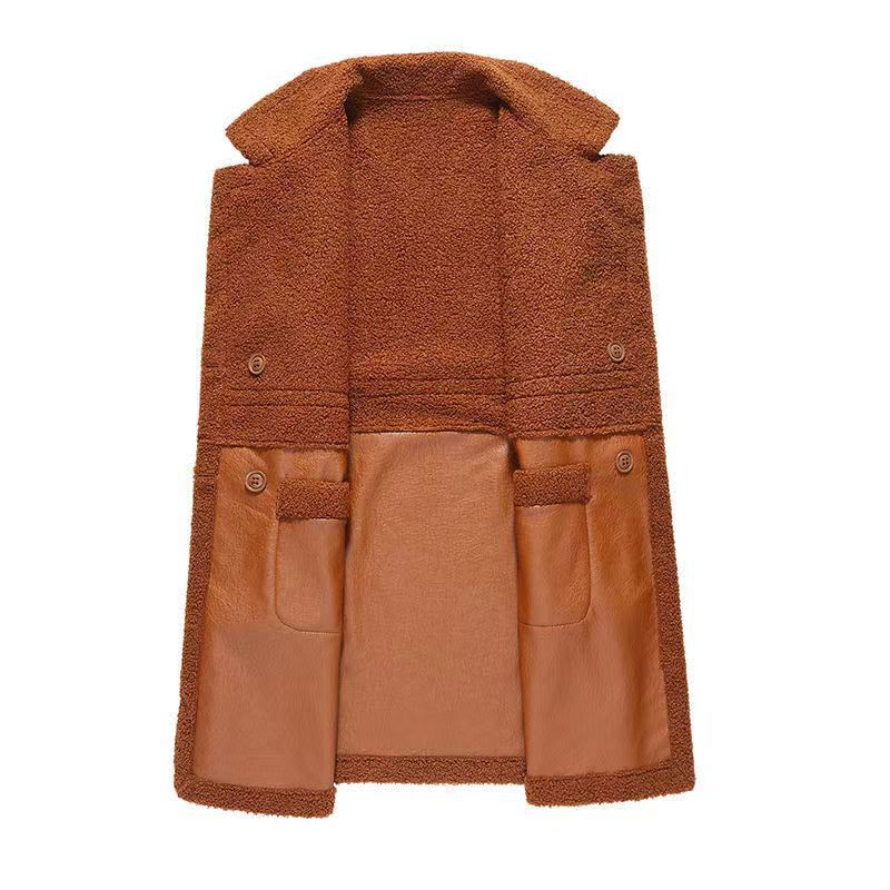 Damen-Wendemantel, Lammfell-Optik und Teddy-Fleece, mittellang
