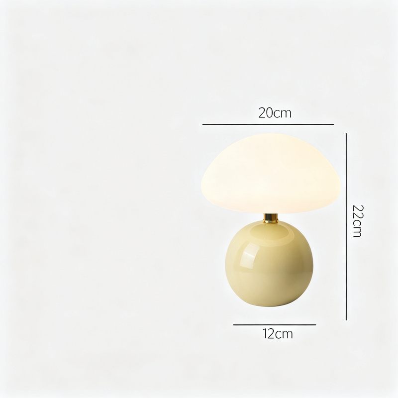 Pilztischlampe mit Keramikfuß, USB-betrieben