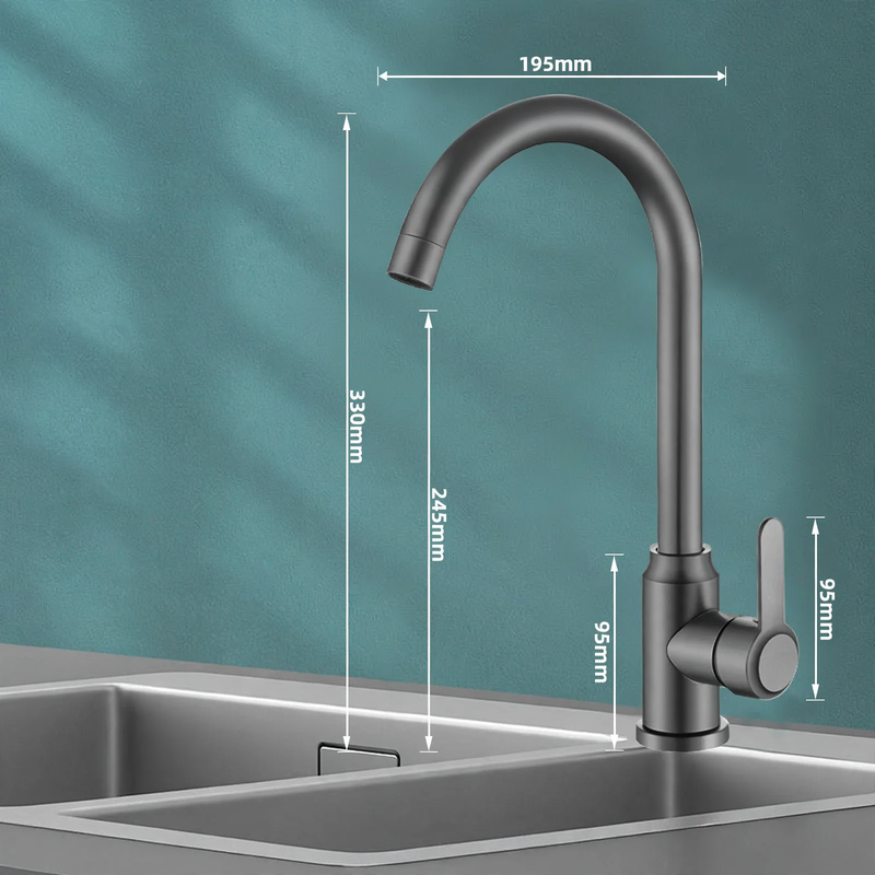 Stainless steel faucet for kitchen, mixing or cold water