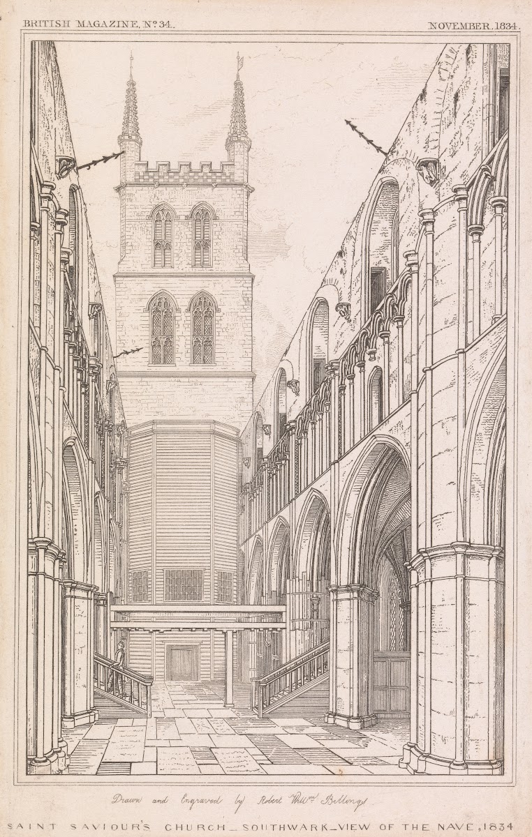 St Saviours Church Southwark View Of The Nave 1834
