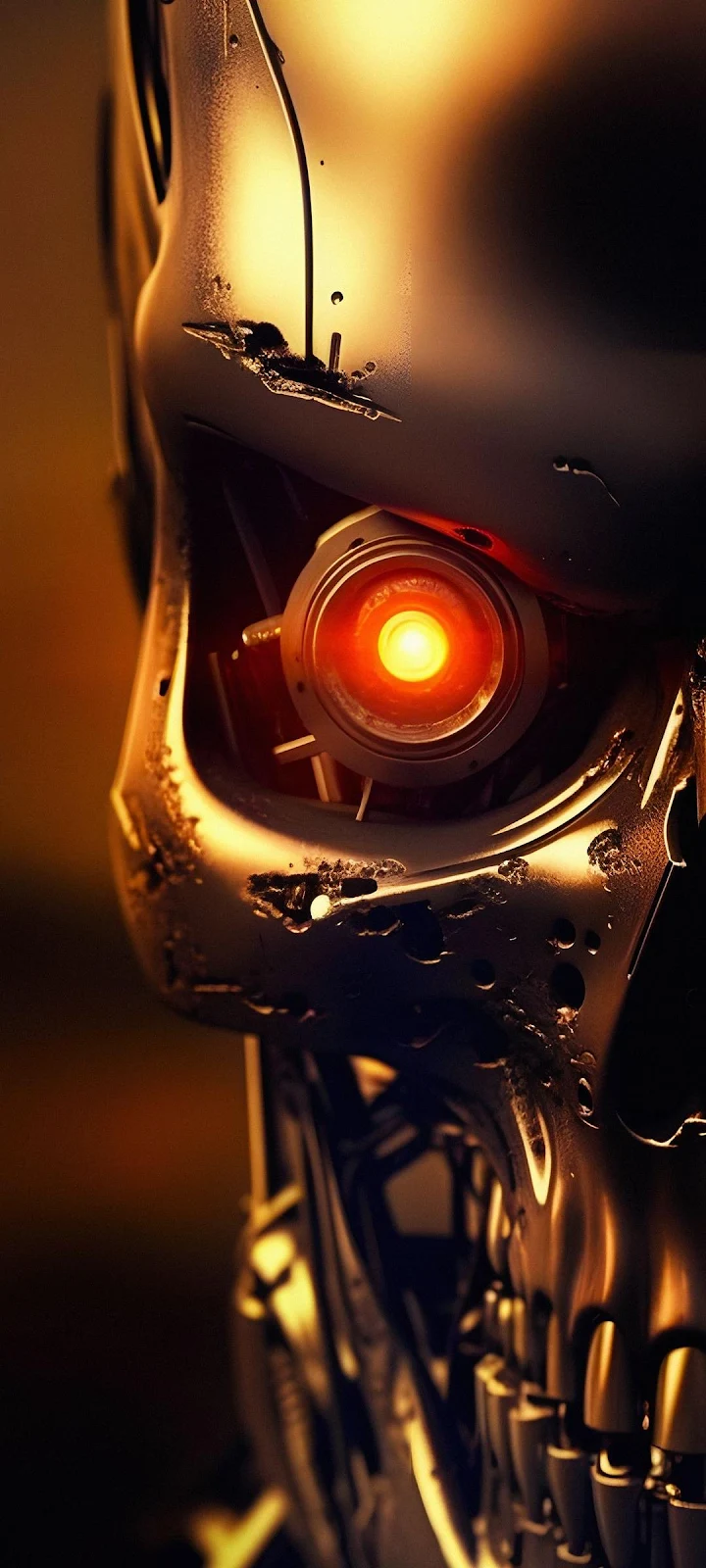 Terminator T-800 Endoskeleton Skull - Sci-Fi Digital Art Full HD iPhone Wallpaper (1080x2400)