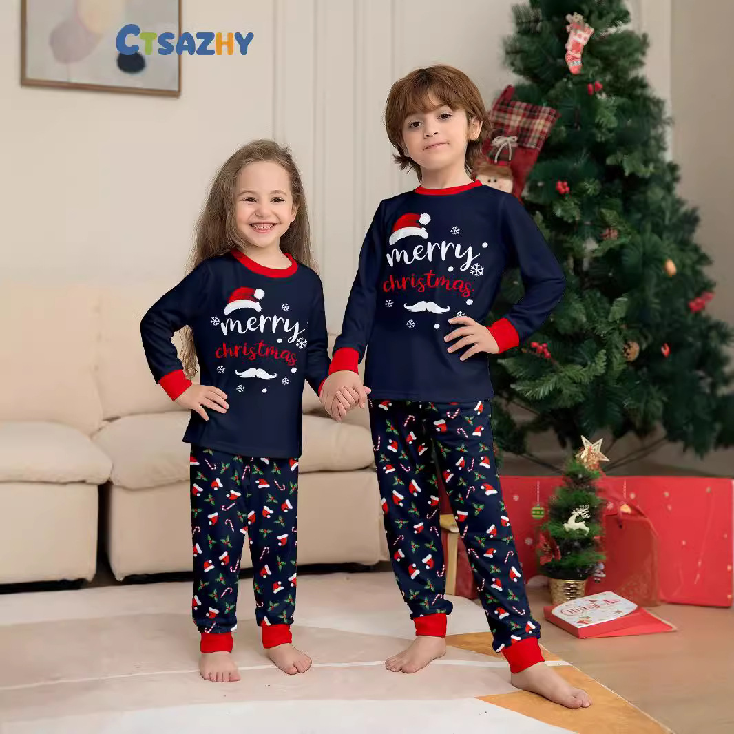 Christmas Family Pajamas, Set with Christmas Motifs