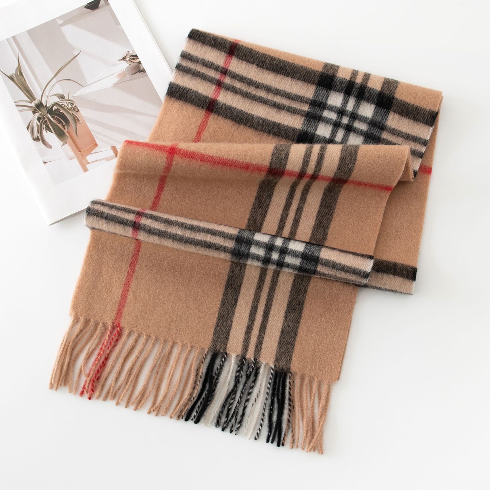Checked wool scarf, 100% wool