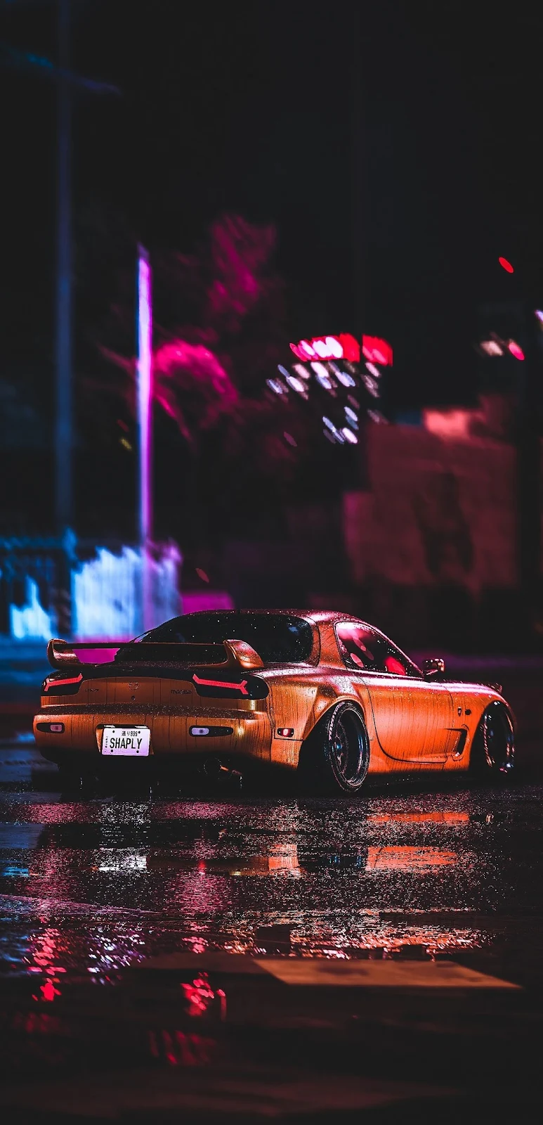 A Cool Car At Night Aesthetic, Cars, Mazda Rx-7, Sports Car, Mazda Motor Corporation Full HD iPhone Wallpaper for Free Download in High Quality [1080x2235]