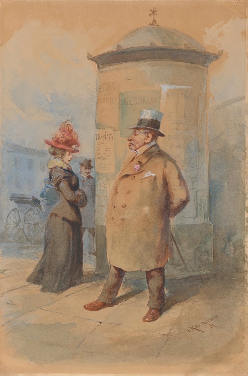 Pod słupem ogłoszeniowym 1897