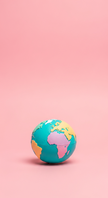 Minimalist Pastel World Globe on Rose Quartz Background Studio Shot - Free mobile Wallpaper
