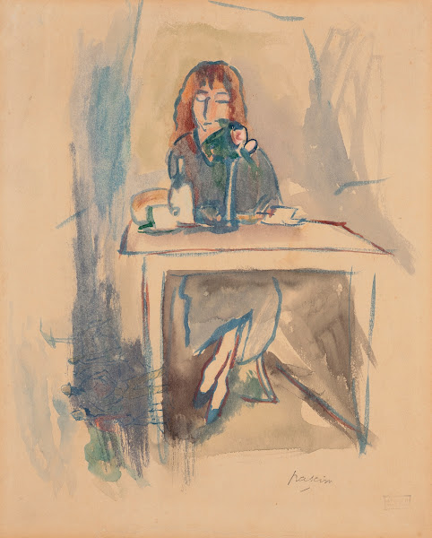 Hermine David à la robe bleue 1919