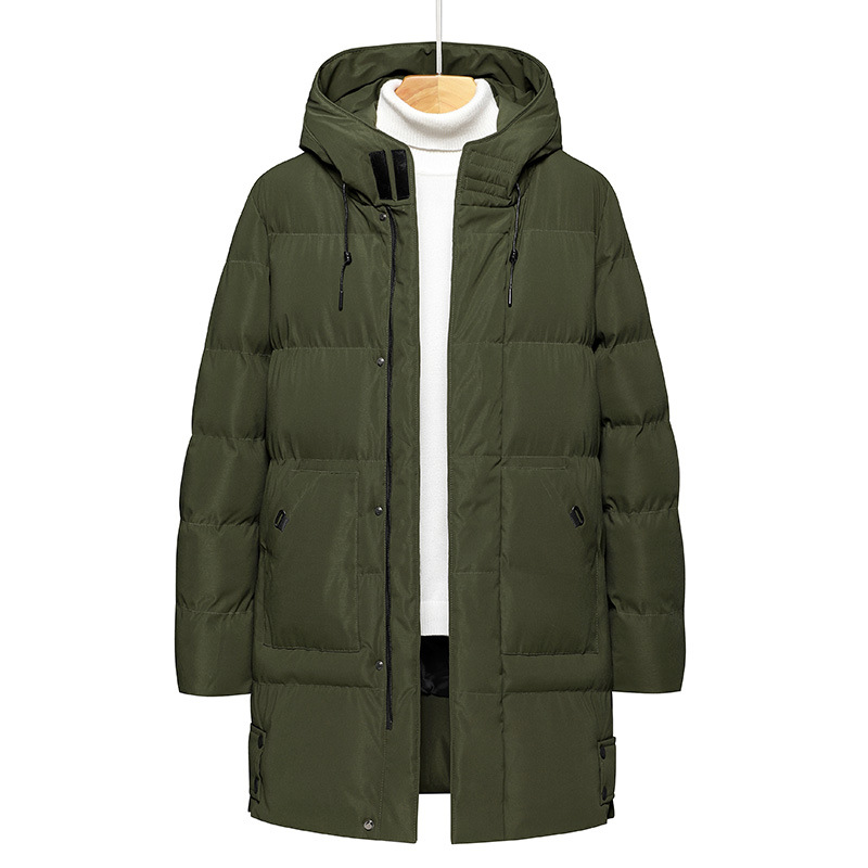 Lange Herren-Kapuzenjacke, gefüttert, winddicht