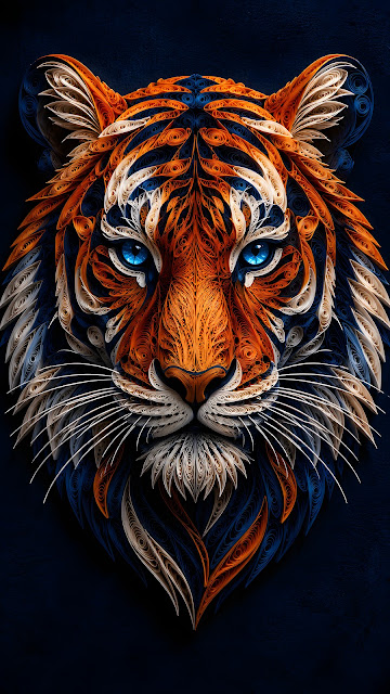 Abstract Tiger Face Textured Quilled Paper Illustration - Free mobile Wallpaper