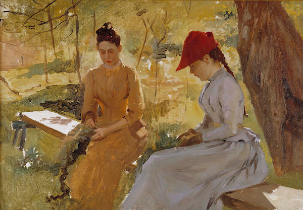 The Artists Sisters Annie and Berta Binding Garlands 1886