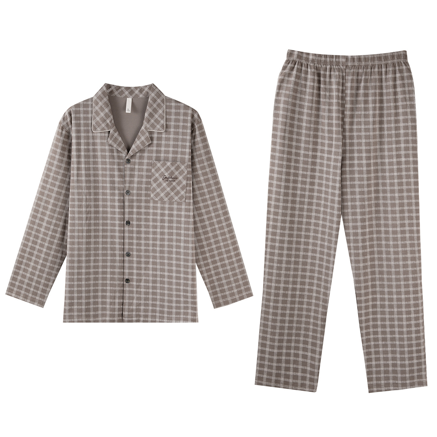 Men's Pajama Set, Plaid, Cotton, Vintage Style