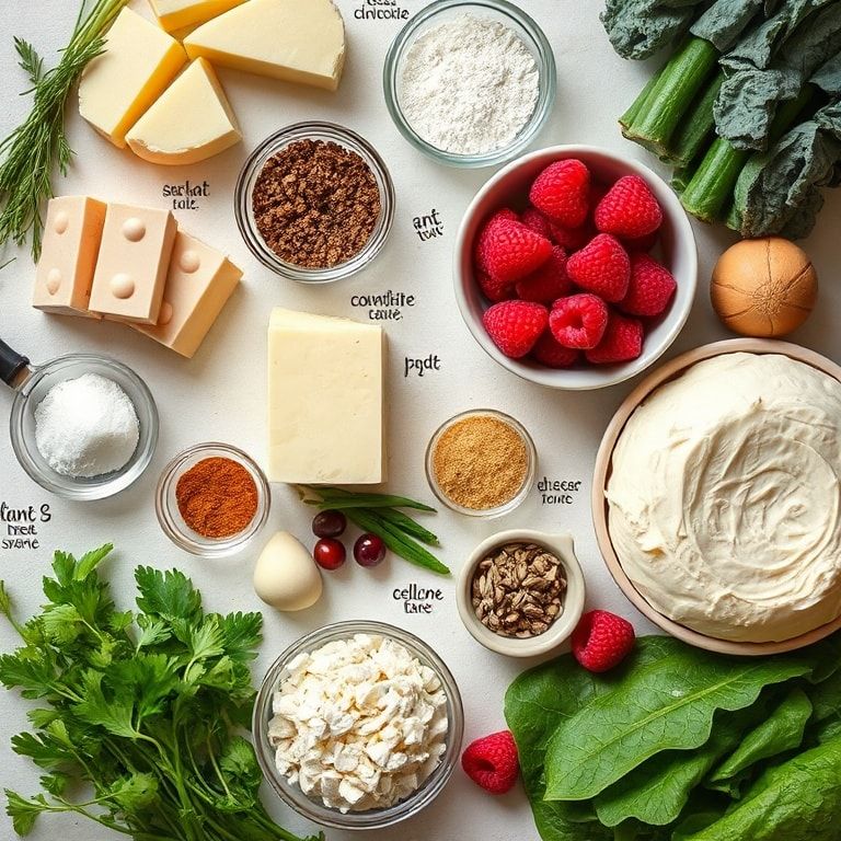 Ingredients for Creamy White Chocolate Raspberry Cheesecake Recipe – Easy Homemade Delight