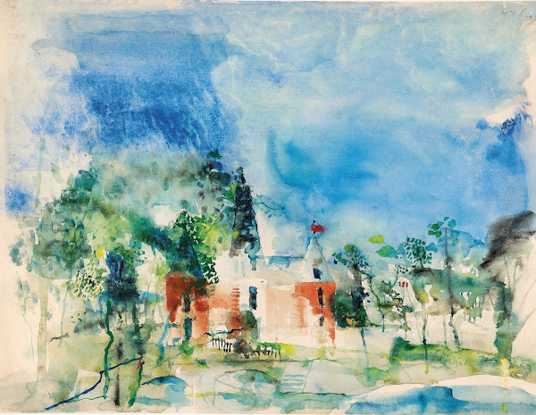Castle with red towers 1930s