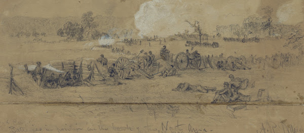 2nd Corps Batteries in position on the bank of the North Anna 2nd Maine Battery