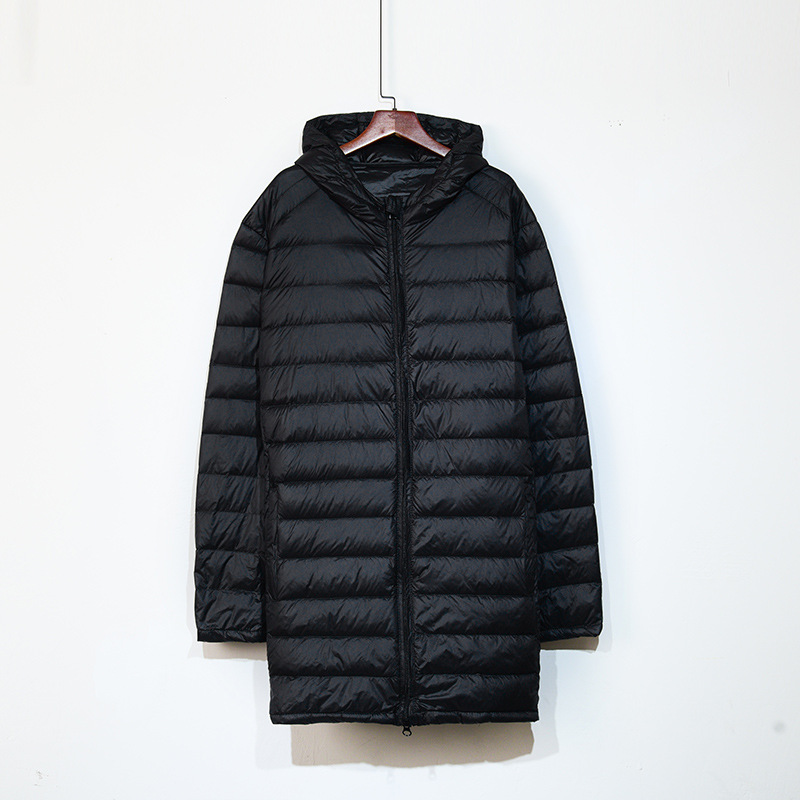Men's Down Jacket, Mid-Length, Large Sizes, with Hood