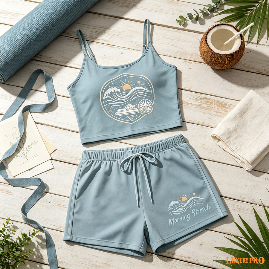 AOP MEG Adjustable‑Strap Camisole + Women's Sports Shorts