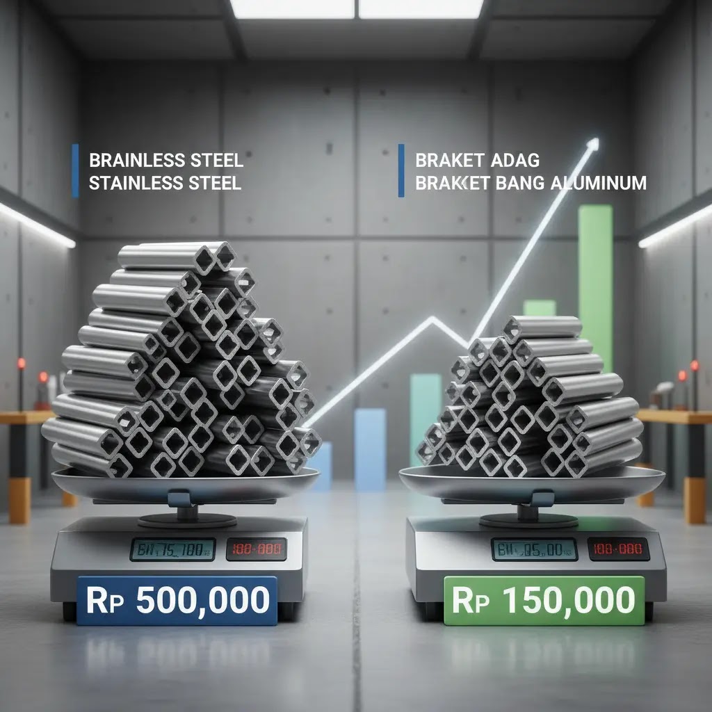 Harga kurung batang stainless vs kurung batang aluminium
