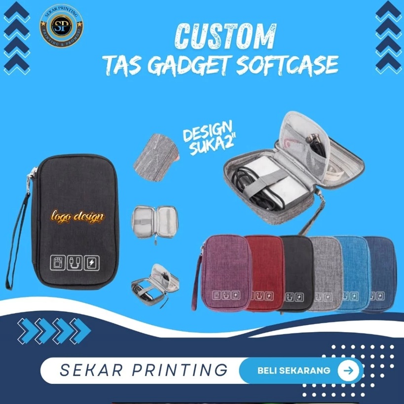 (COSTUM) tas gadget softcase ( minimal order 50 pcs) costum souvenir/design bebas — Sekar Printing