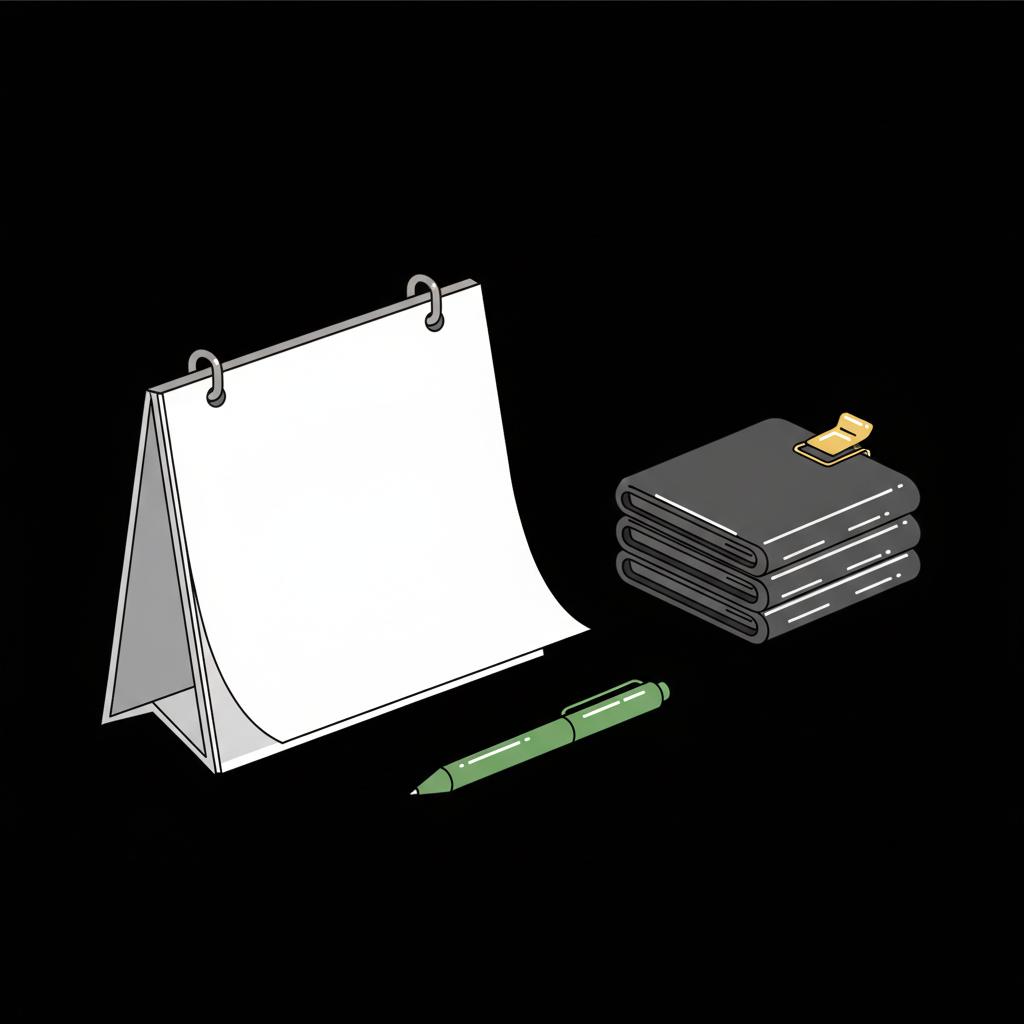 Minimalist 2d vector illustration of a calendar page turning with a small stack of generic crypto hardware wallets a green capped pen and a gold clip in Finance Police brand colors 30 day rule in crypto