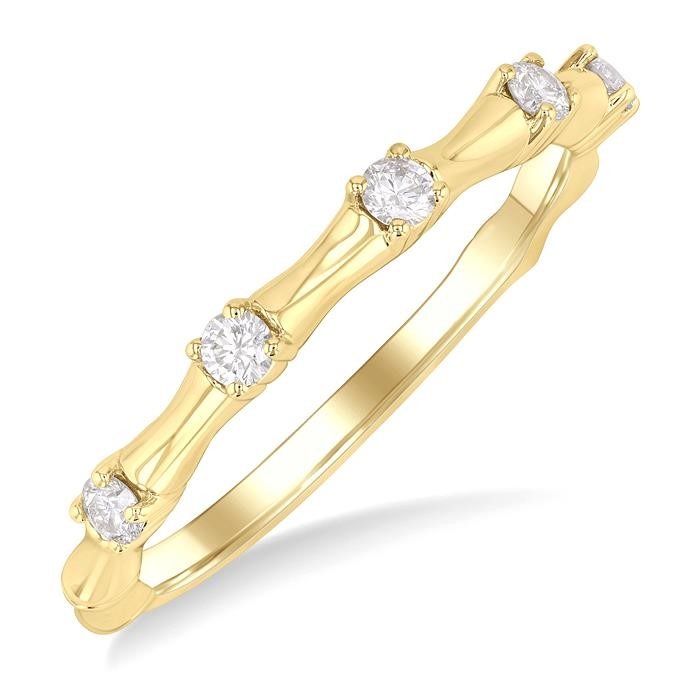 Stackable Diamond Fashion Bamboo Ring