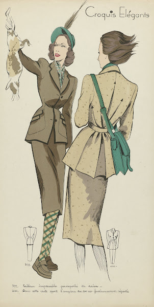 Croquis Elégants ca 1948 No 399 en No 400 Tailleur impeccabl c 1948