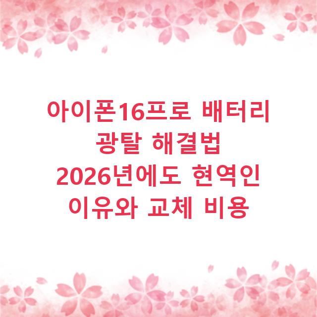 아이폰16프로 배터리 광탈 해결법 2026년에도 현역인 이유와 교체 비용