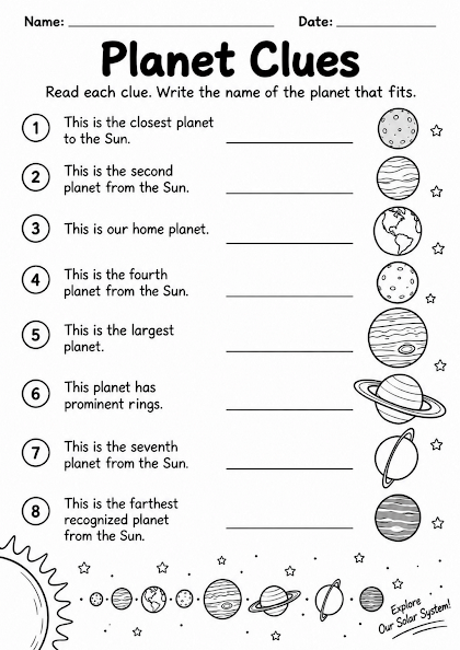 Planet Clues Worksheet