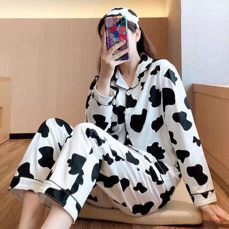 Women's pajama set, checkered, long