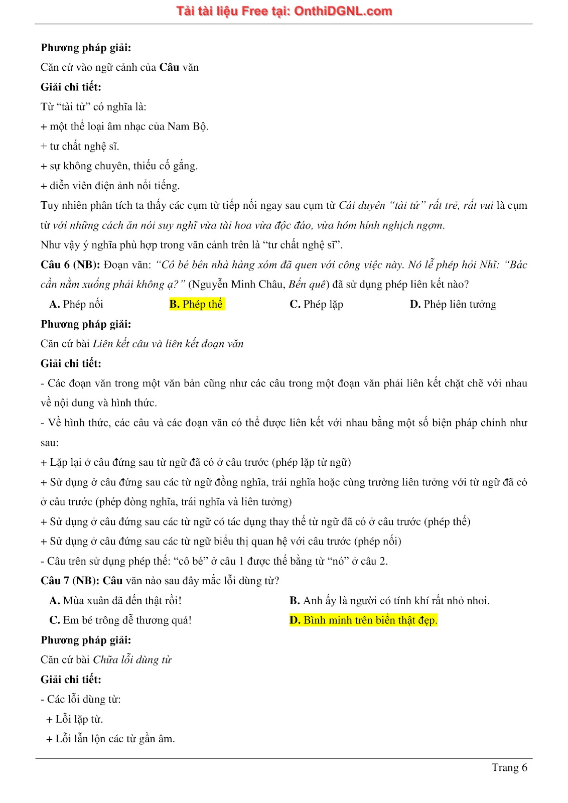 500 bài tập môn Ngữ Văn - Ôn thi ĐGNL ĐHQG TP HCM Phần 21