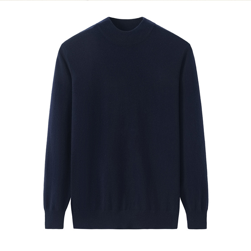 Men's Cashmere Sweater, Stand-Up Collar, Loose Fit
