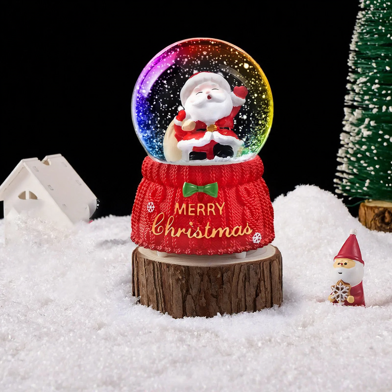 Weihnachtliche Schneekugel mit Licht und Musik