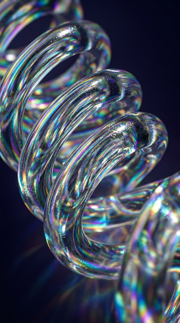 Abstract Iridescent Glass Spiral with Rainbow Light Refraction - Free mobile Wallpaper