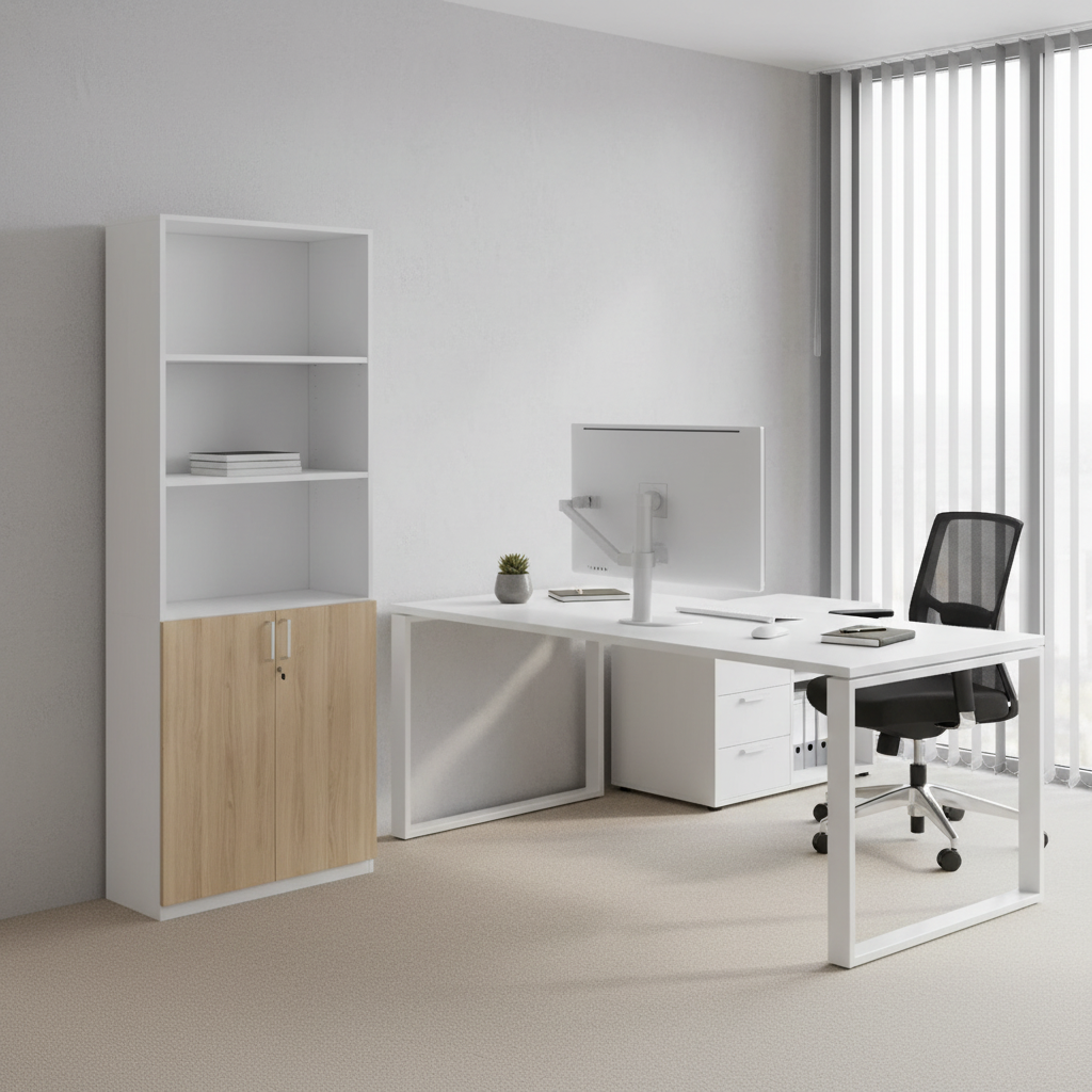 RADAR Color Full Height Two-Lower Door and Top Open Storage Cabinet