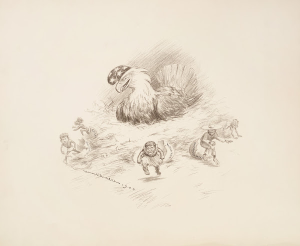 The American eagle depicted as a hen sitting on a nest full of hatching eggs 190