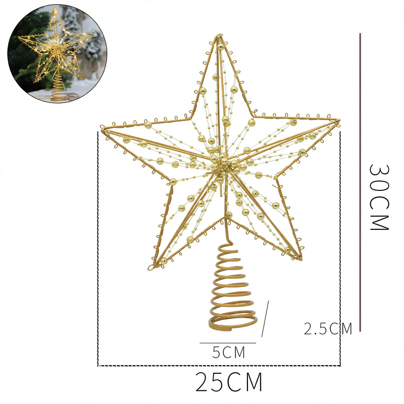 Weihnachtsbaum-Spitze Stern 25cm mit Perlenkette und Licht