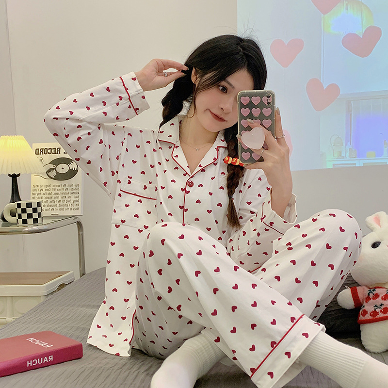 Women's Pajama Set, long-sleeved, with star pattern