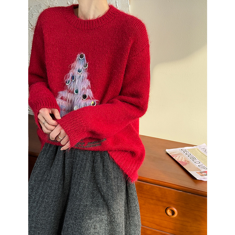 Women's Christmas Sweater, Sequin Design, Soft