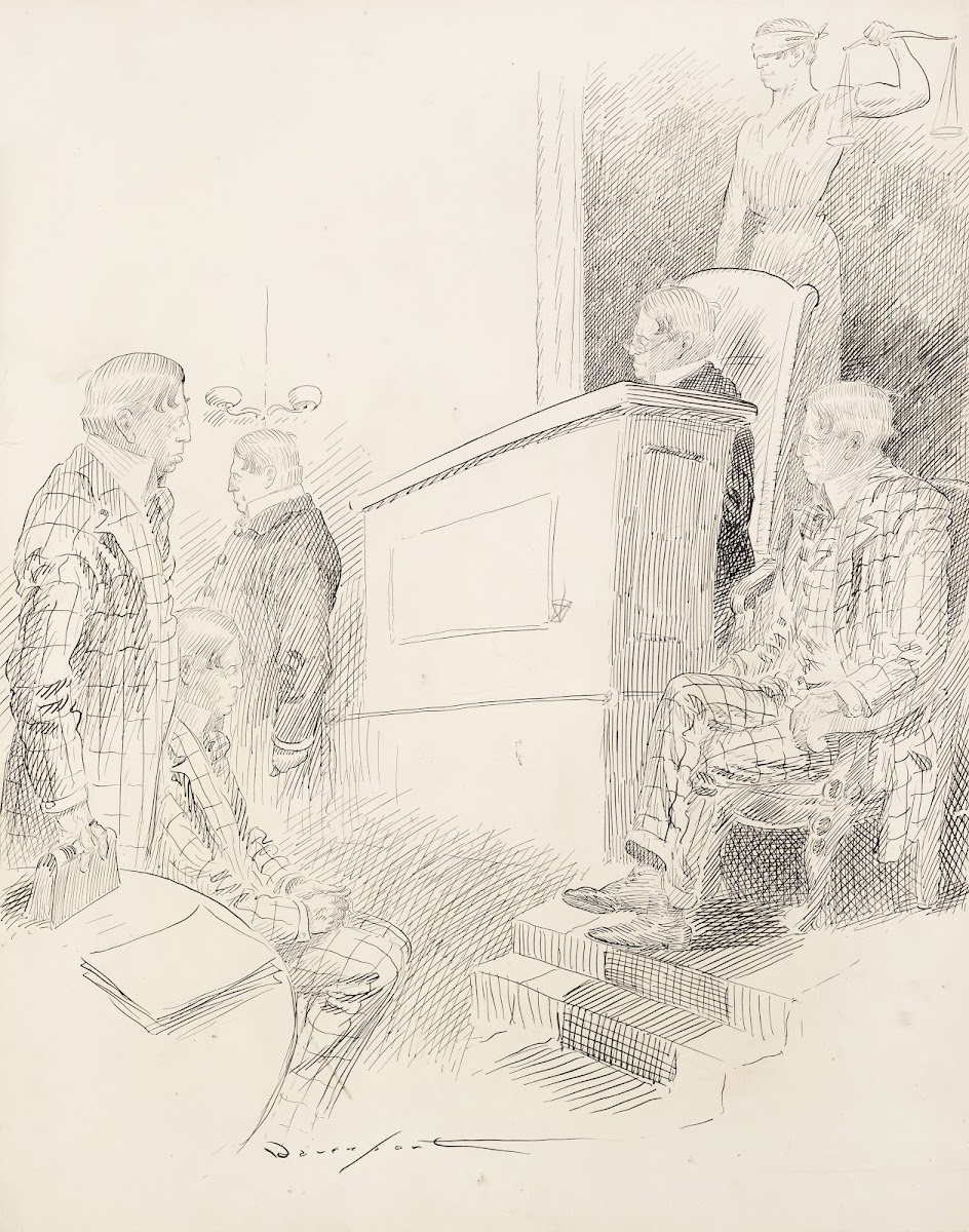 A courtroom scene