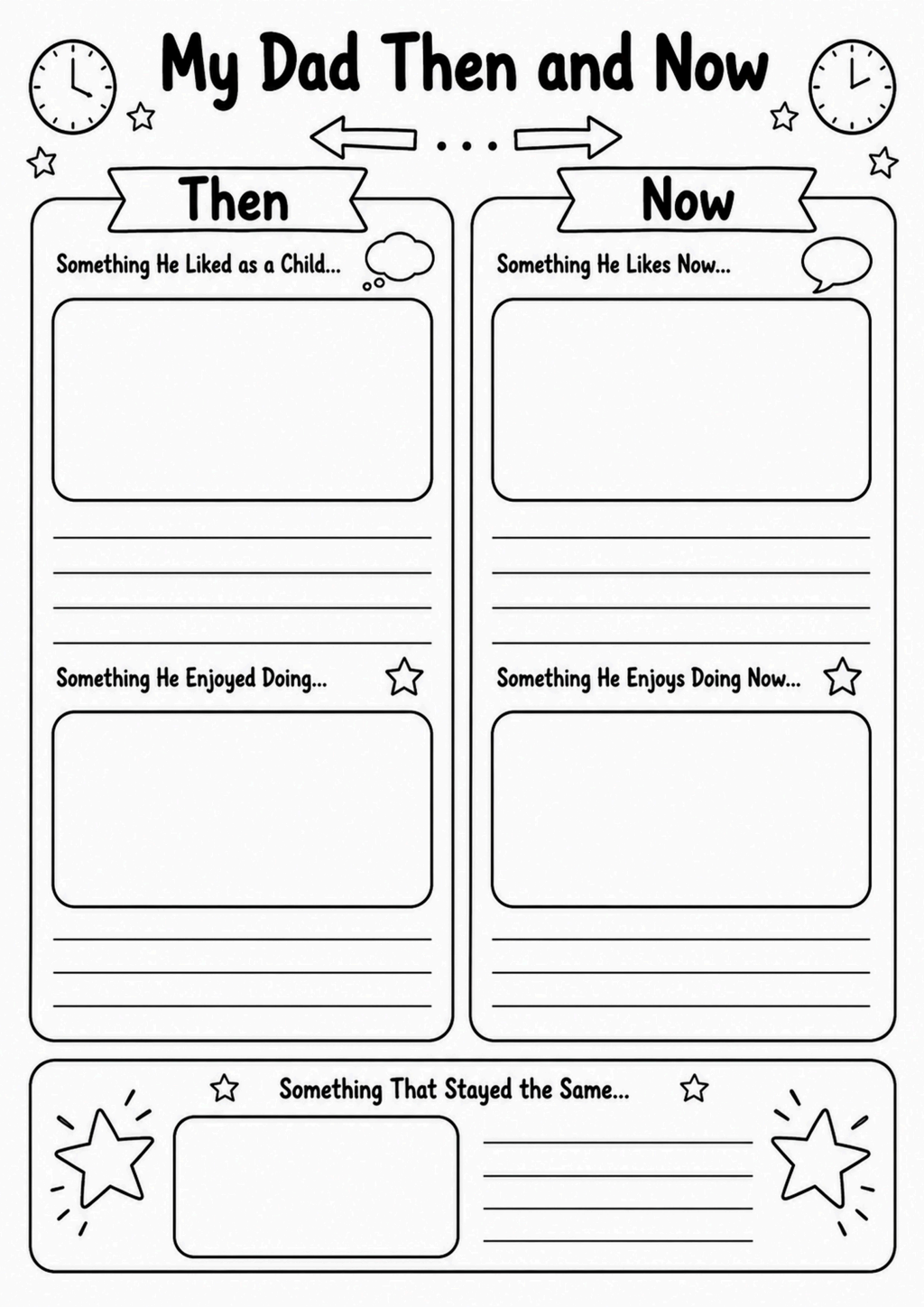 My Dad Then and Now Worksheet