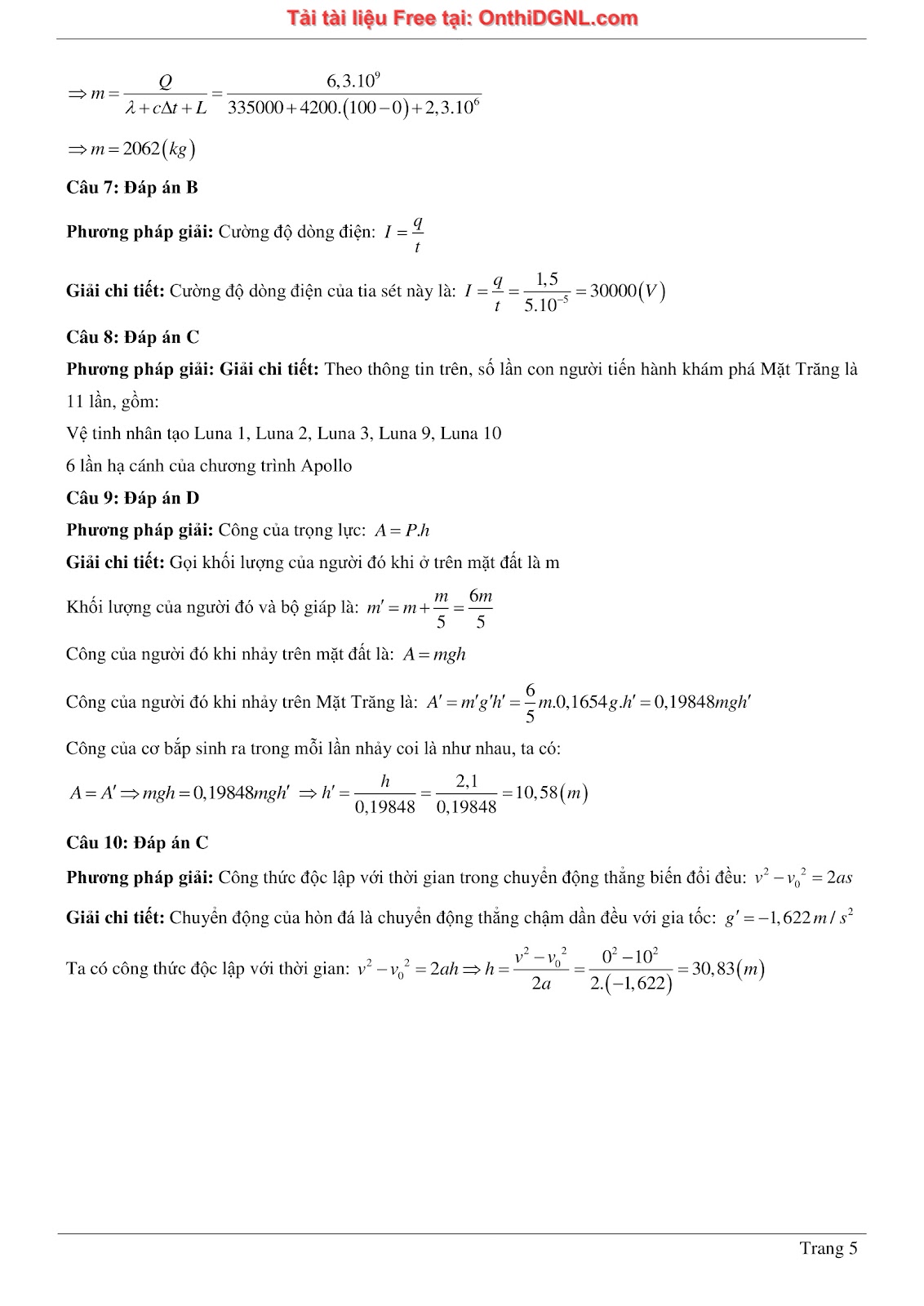 300 bài tập môn Vật Lý - Ôn thi ĐGNL ĐHQG TPHCM Phần 14