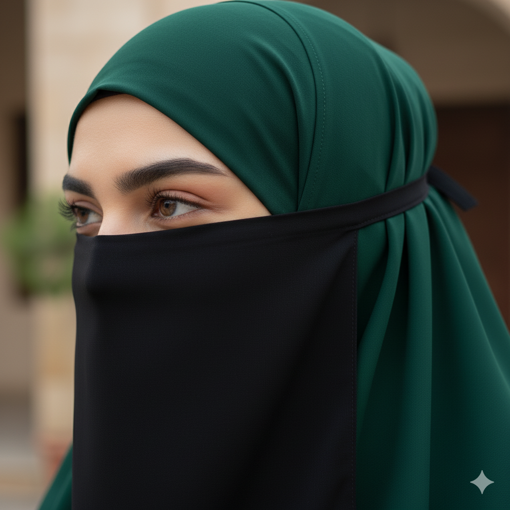 Black Chiffon Tie-Back Niqab | Extra-Wide Face Veil for Modest Coverage