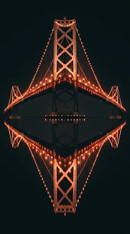 Red Light Suspension Bridge at Night