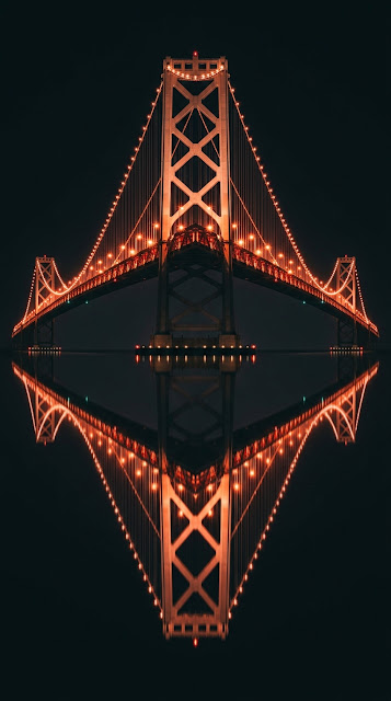 Symmetrical Bridge Night Reflection - Free mobile Wallpaper