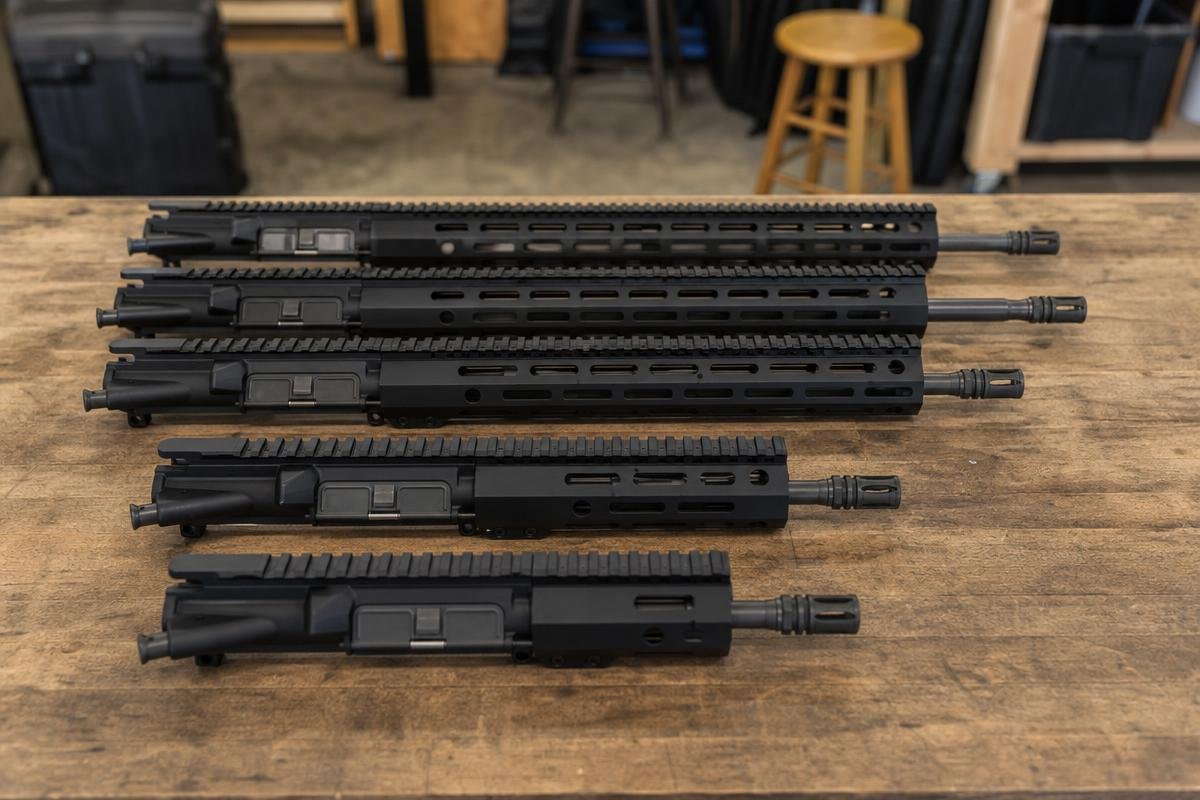 AR-15 upper barrel length, chambering, and gas-system comparison
