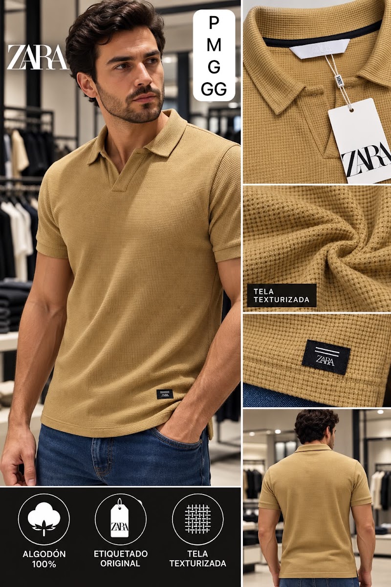 Remera polo texturizada