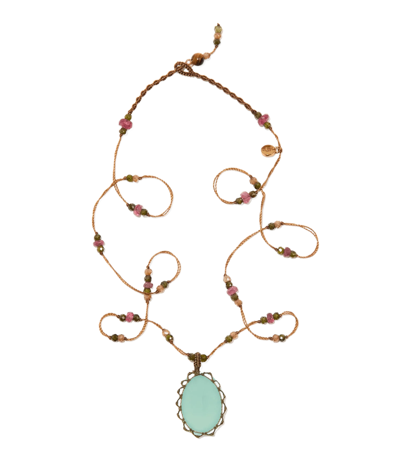 Тибетское колье Халцедон голубой