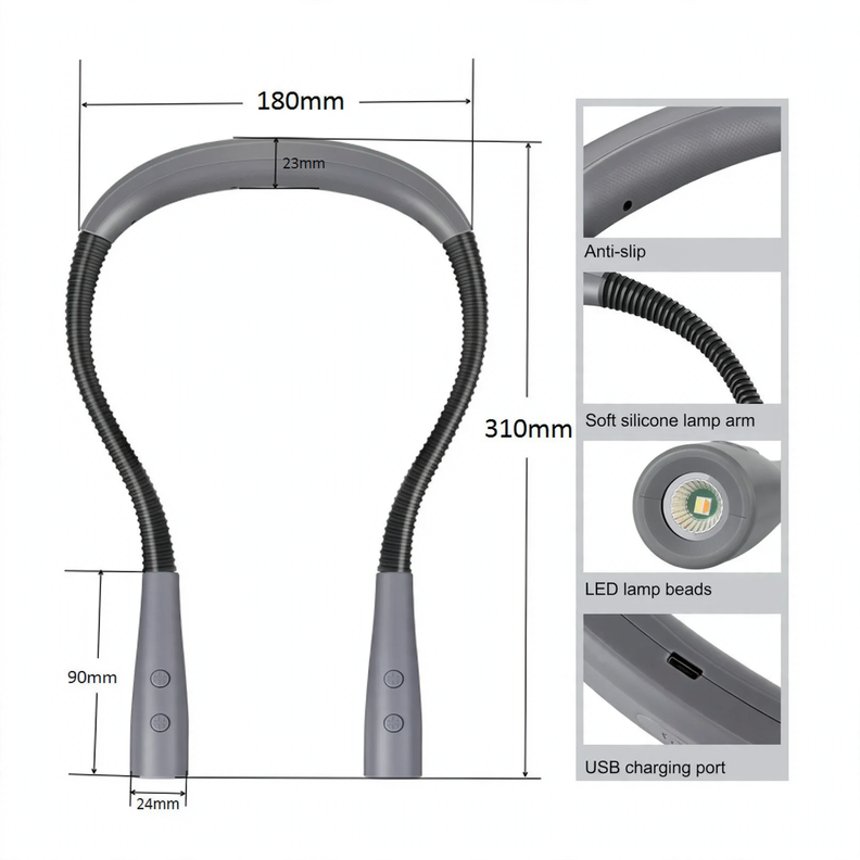 Portable LED Neck Light for Reading and Sports